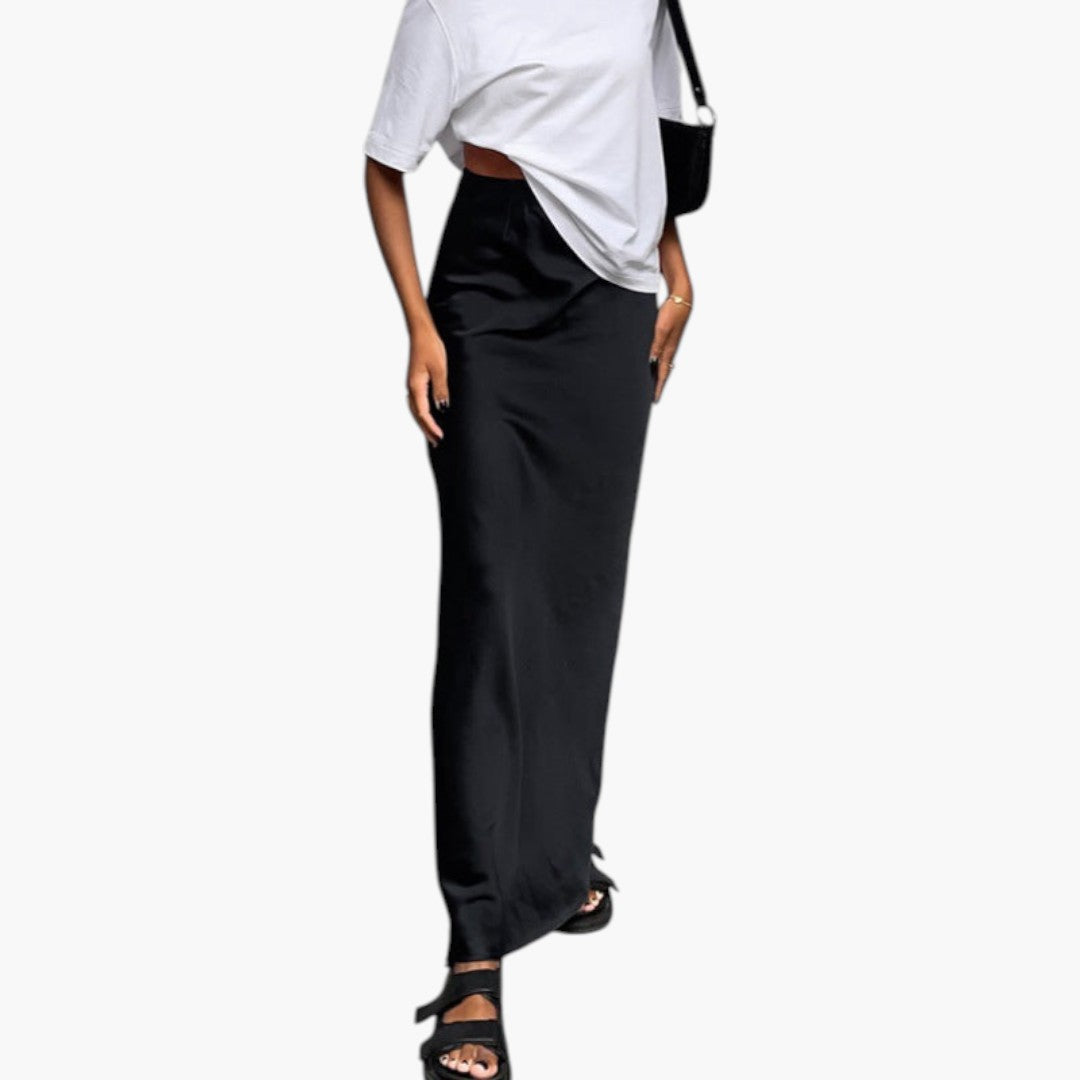 Jupe Maxi Femme avec Taille Haute et Ourlet Droit