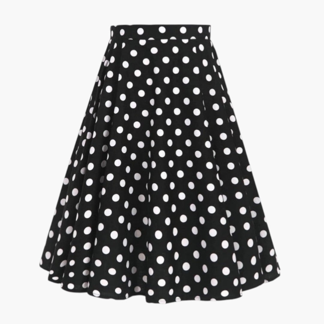 Jupe évasée pour femme avec motif à pois