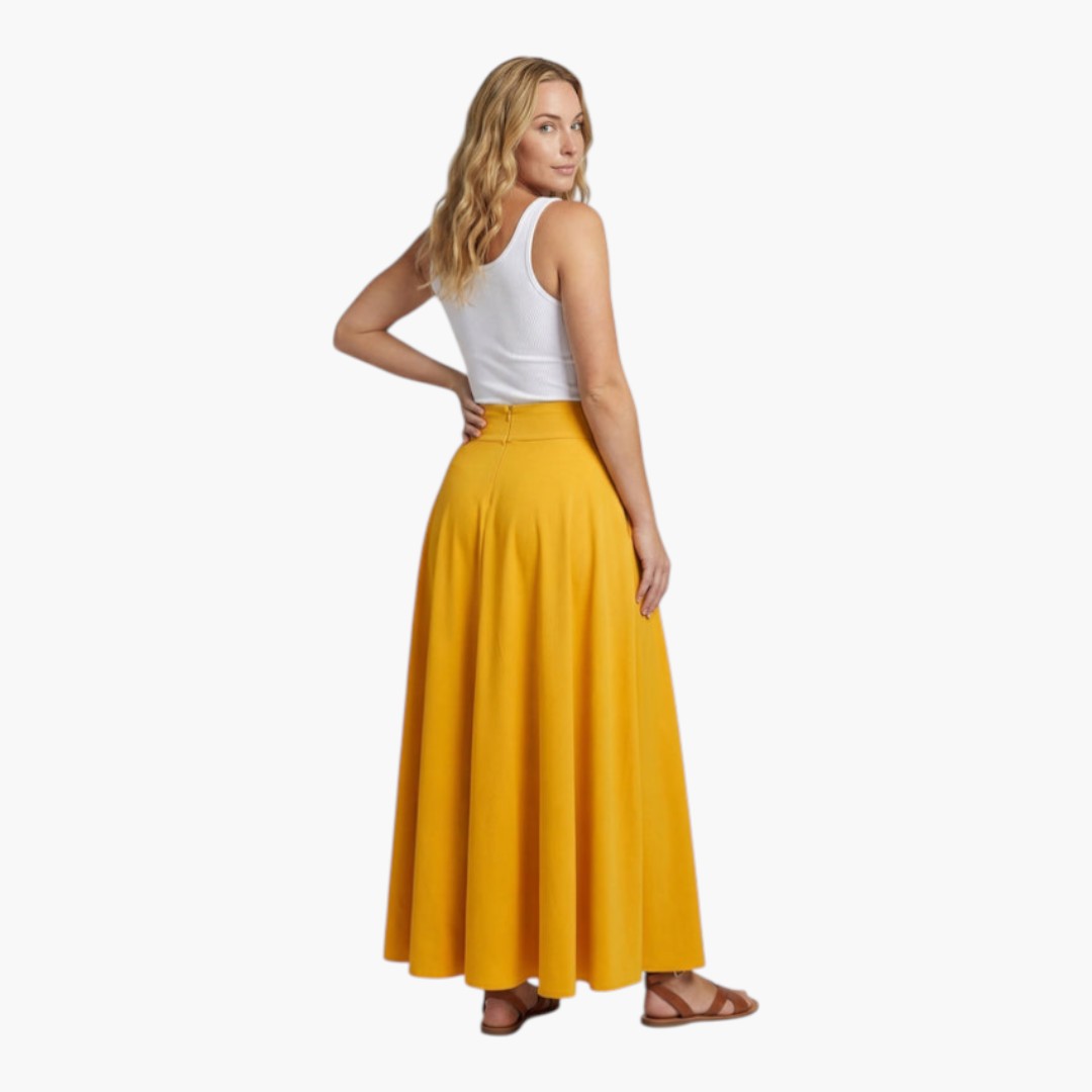 Jupe longue femme avec poches latérales et large taille