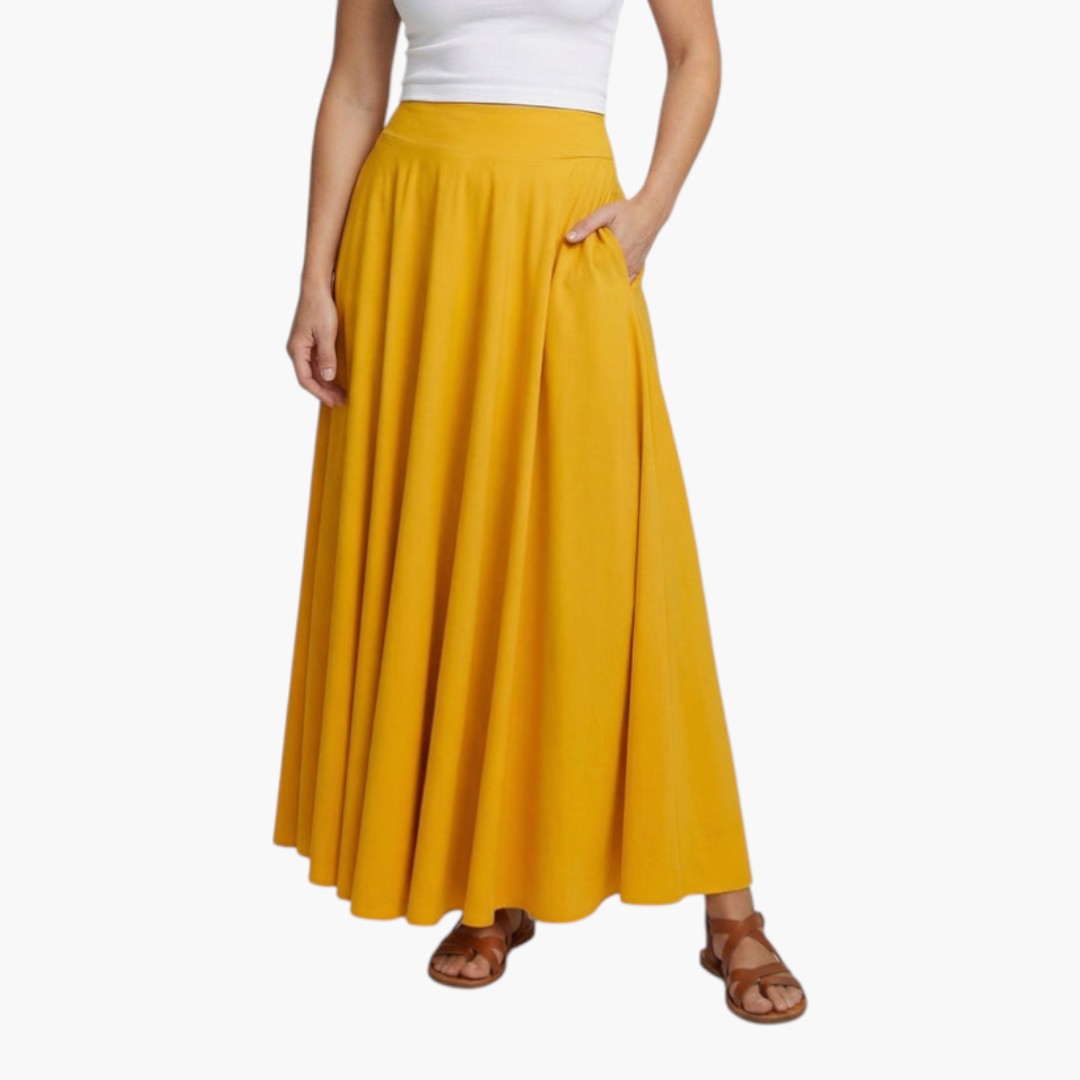 Jupe longue femme avec poches latérales et large taille