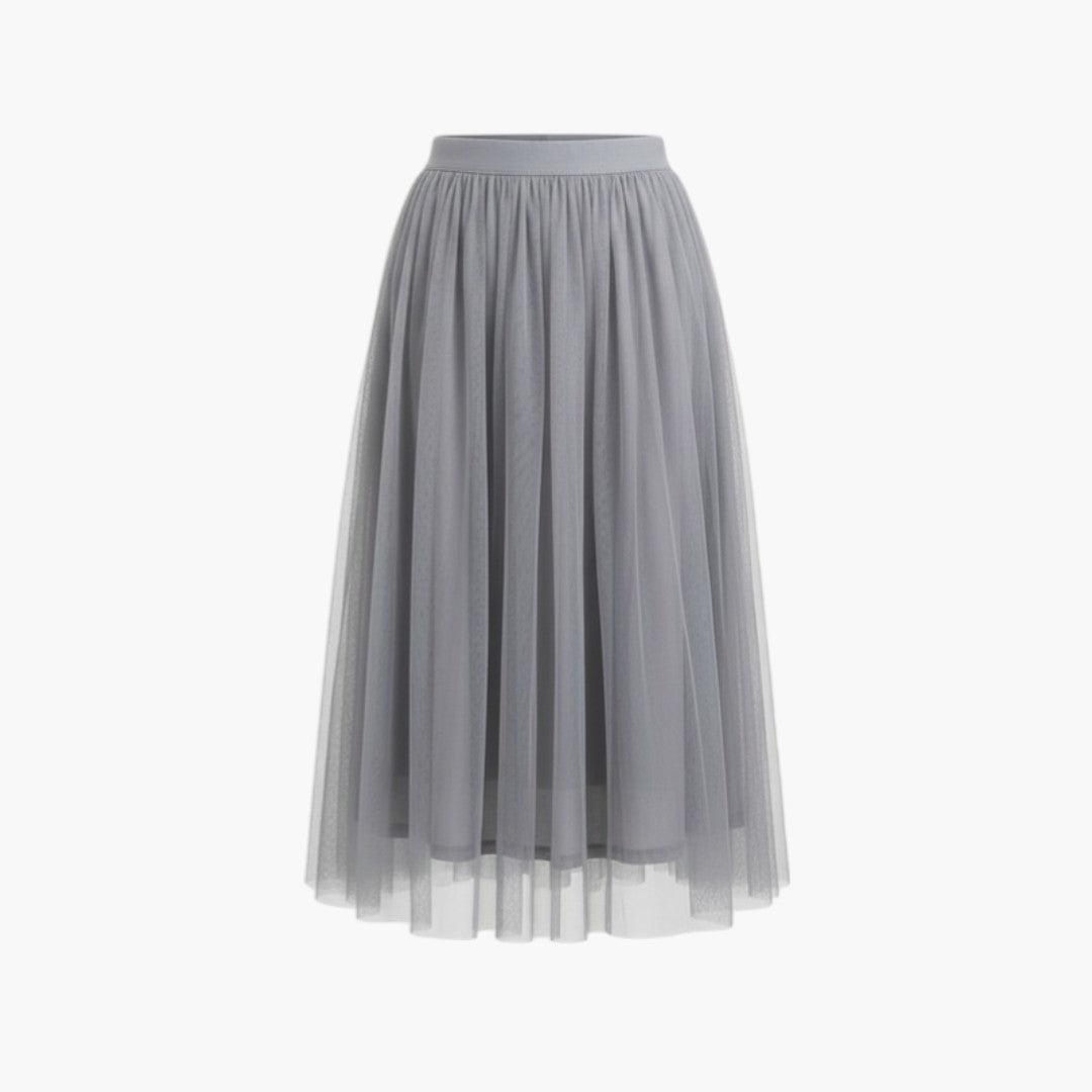 Gonna midi donna a sovrapposizione trasparente con vita elastica
