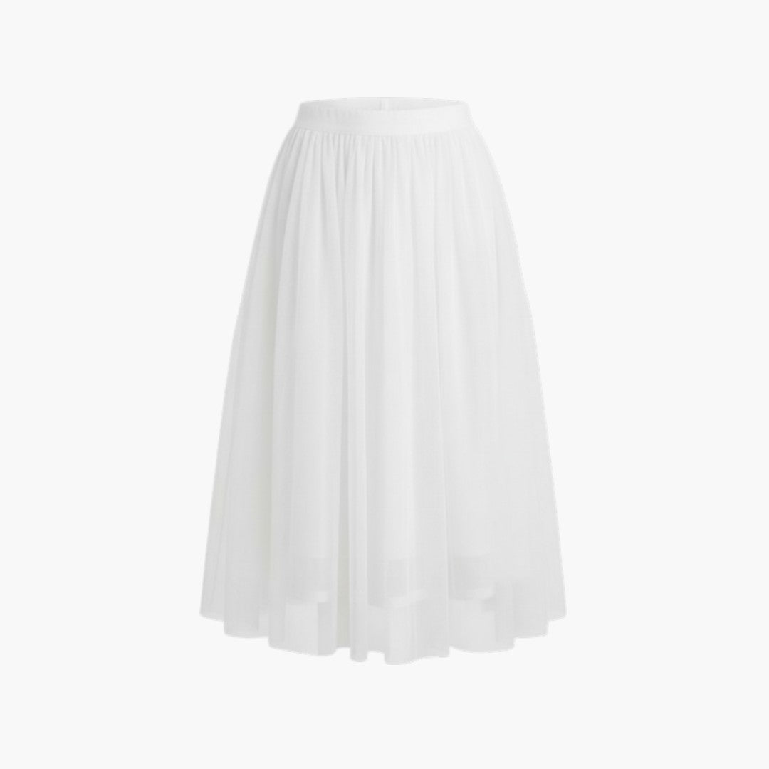 Gonna midi donna a sovrapposizione trasparente con vita elastica