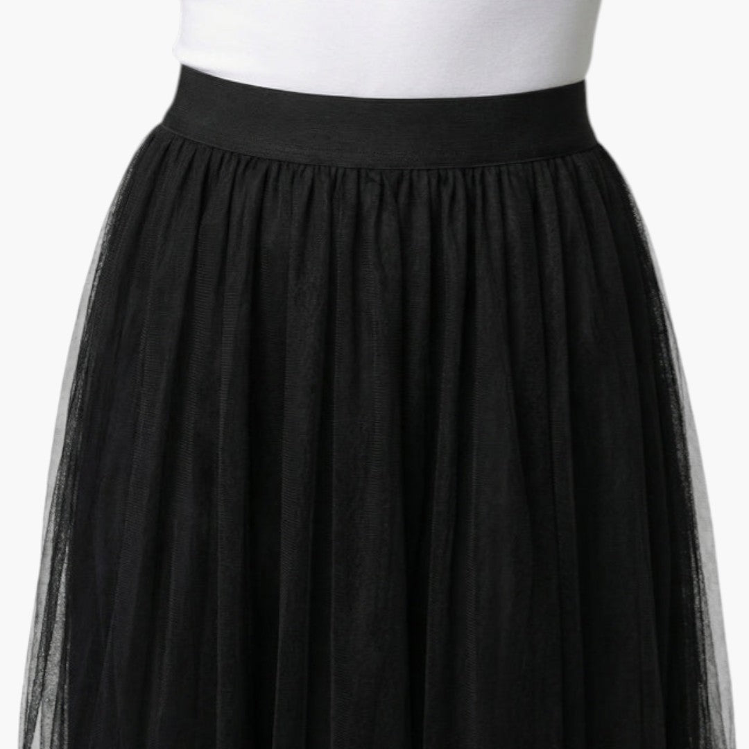 Gonna midi donna a sovrapposizione trasparente con vita elastica