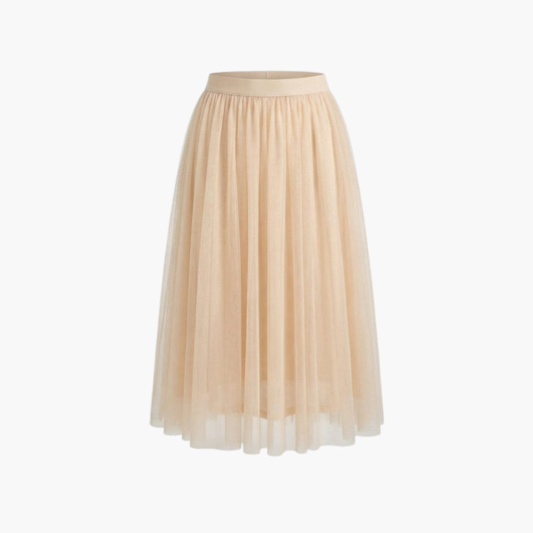 Gonna midi donna a sovrapposizione trasparente con vita elastica
