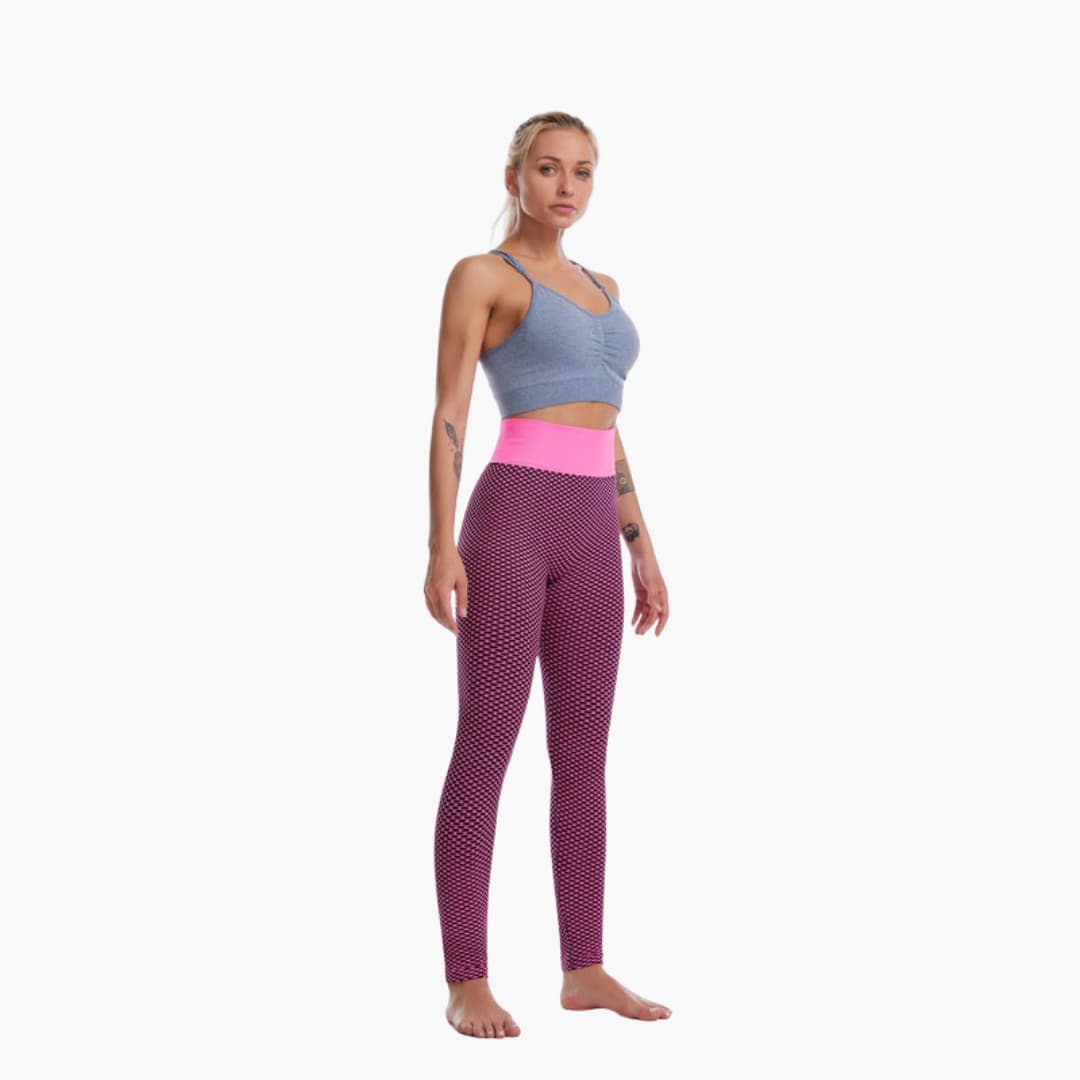 Legging de sport femme à taille élastique et surface à motifs
