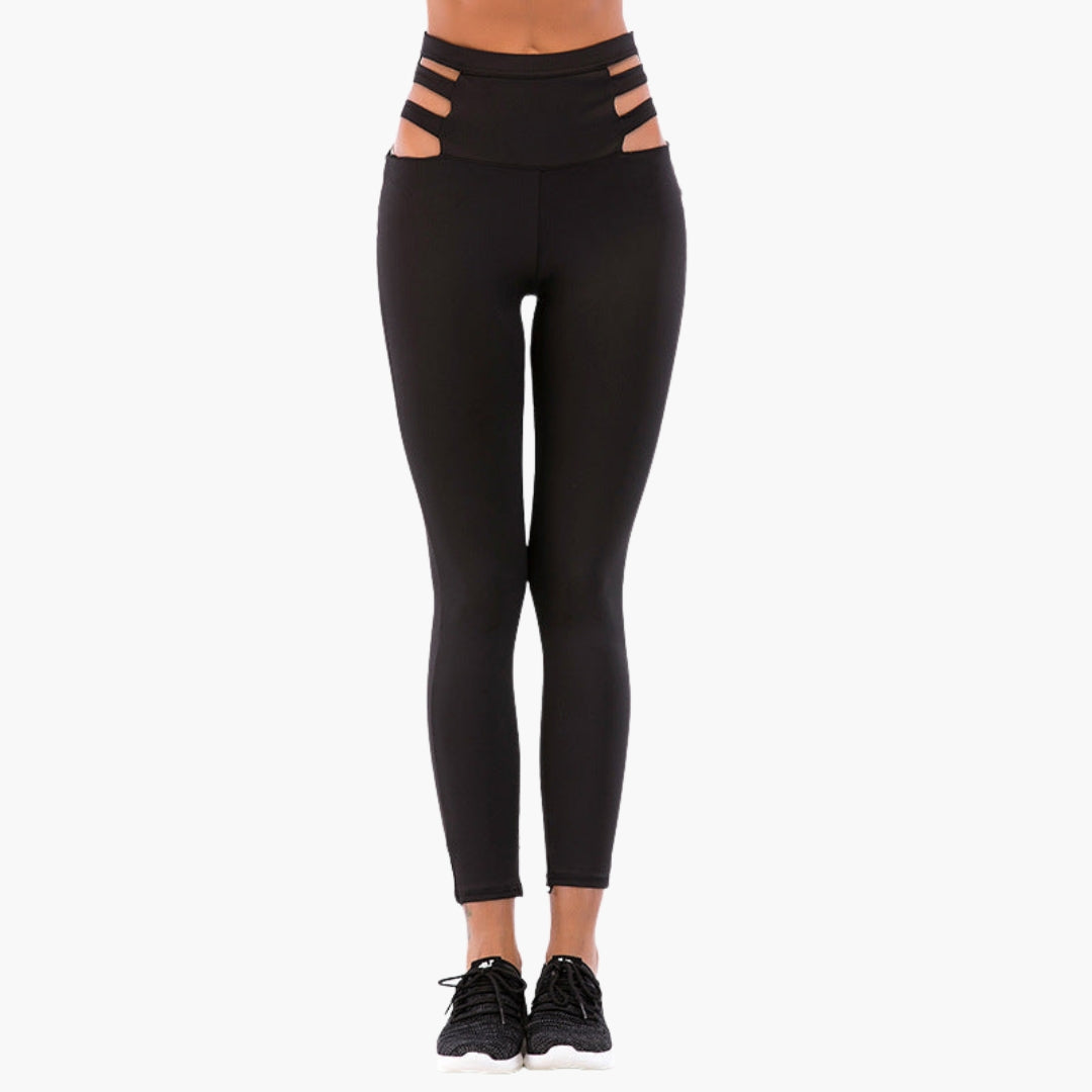 Legging de sport femme taille haute avec découpes latérales
