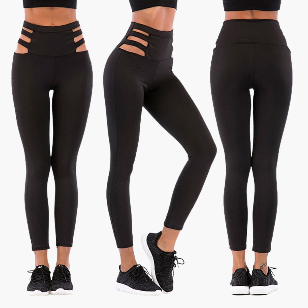 Leggings sportivi da donna a vita alta con inserti laterali