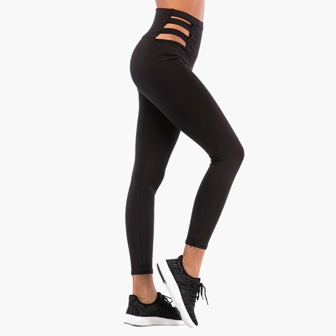 Legging de sport femme taille haute avec découpes latérales