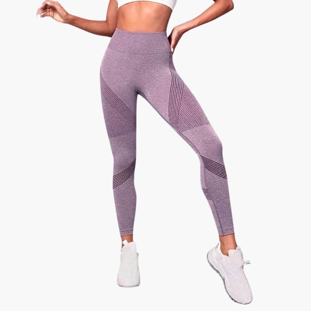 Legging de sport femme taille haute avec panneaux ajourés et conception sans coutures