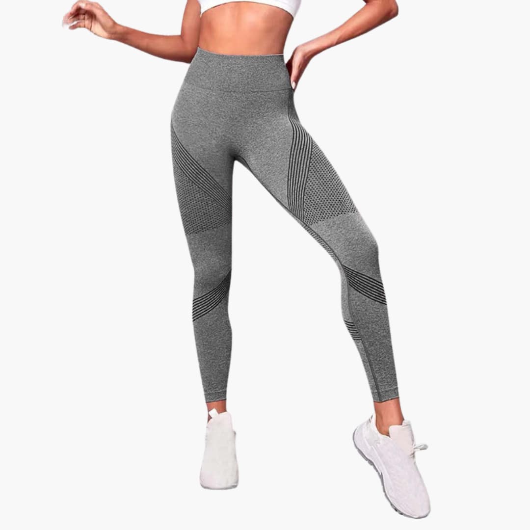 Legging de sport femme taille haute avec panneaux ajourés et conception sans coutures