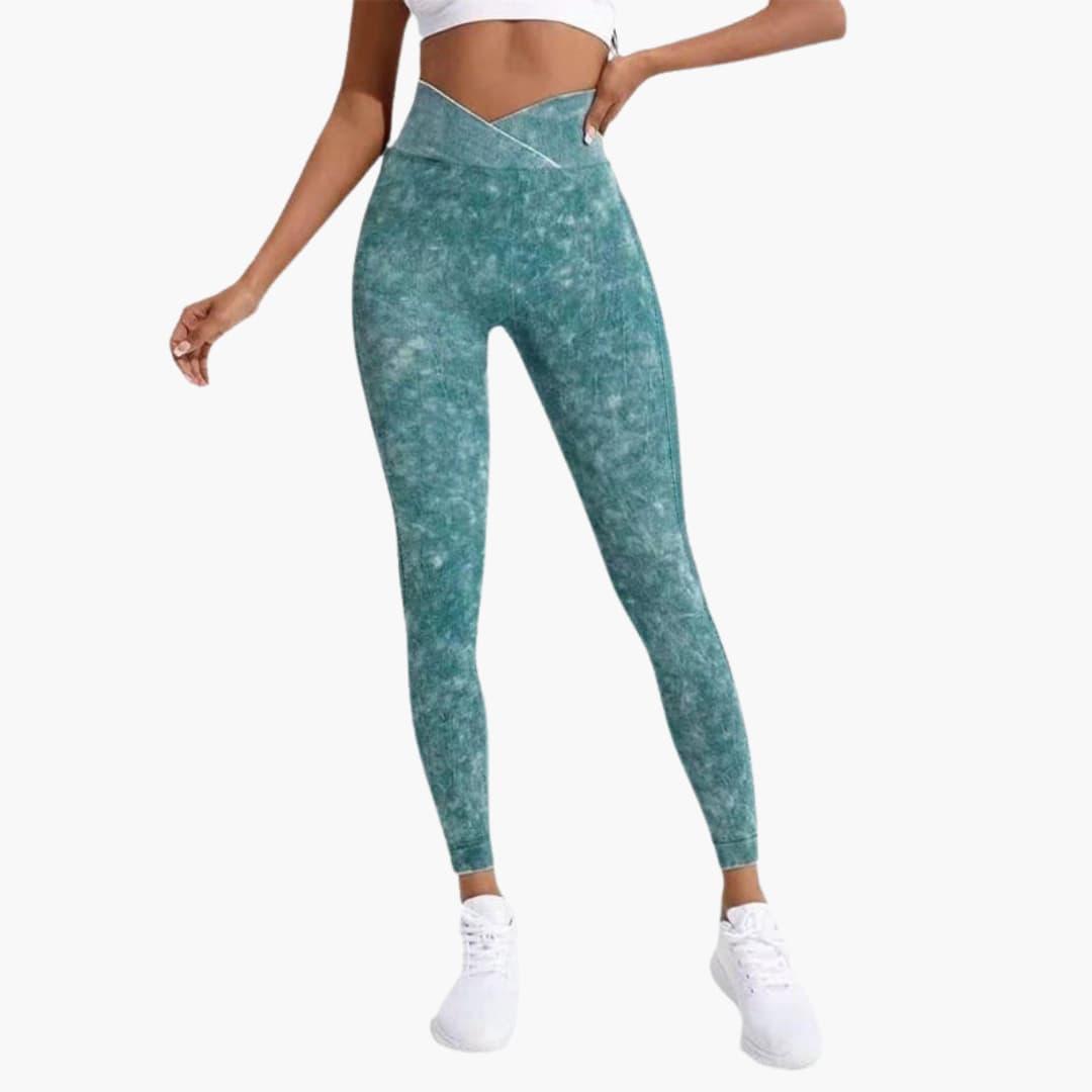 Legging de sport femme taille haute avec taille élastique et surface texturée