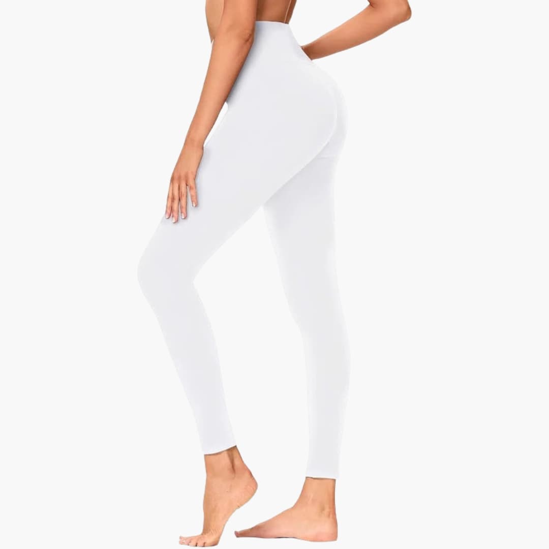Leggings de sport femme taille haute à surface unie