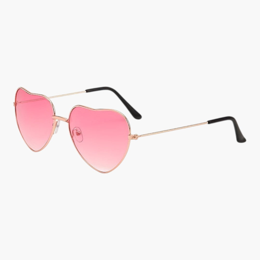 Lunettes de Soleil Femme Cœur a Verres Décoratifs et Monture Métallique