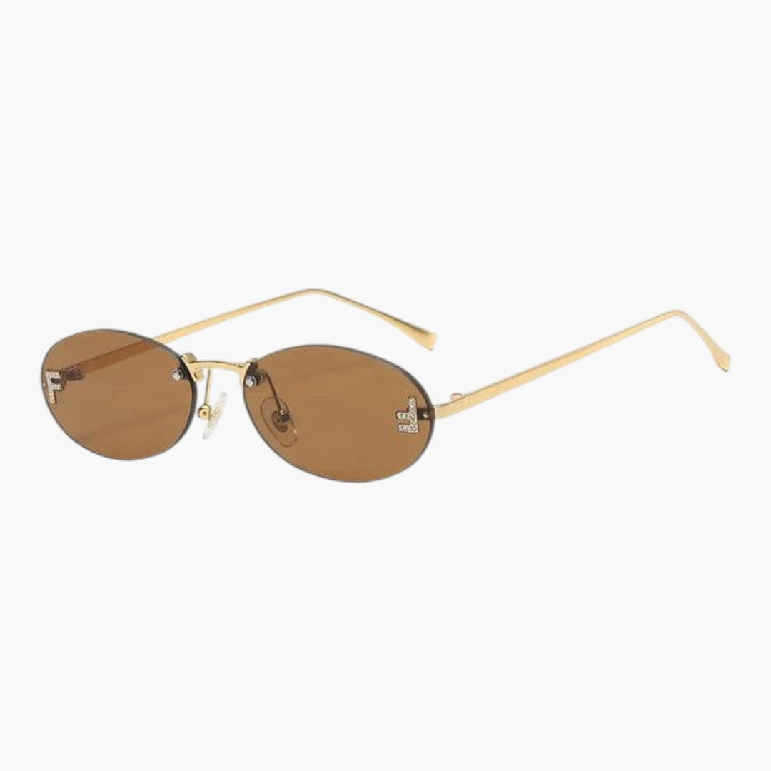 Women's Sunglasses with Oval Lenses and Rimless Frame