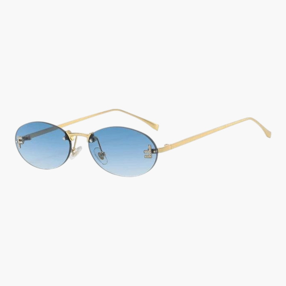 Women's Sunglasses with Oval Lenses and Rimless Frame