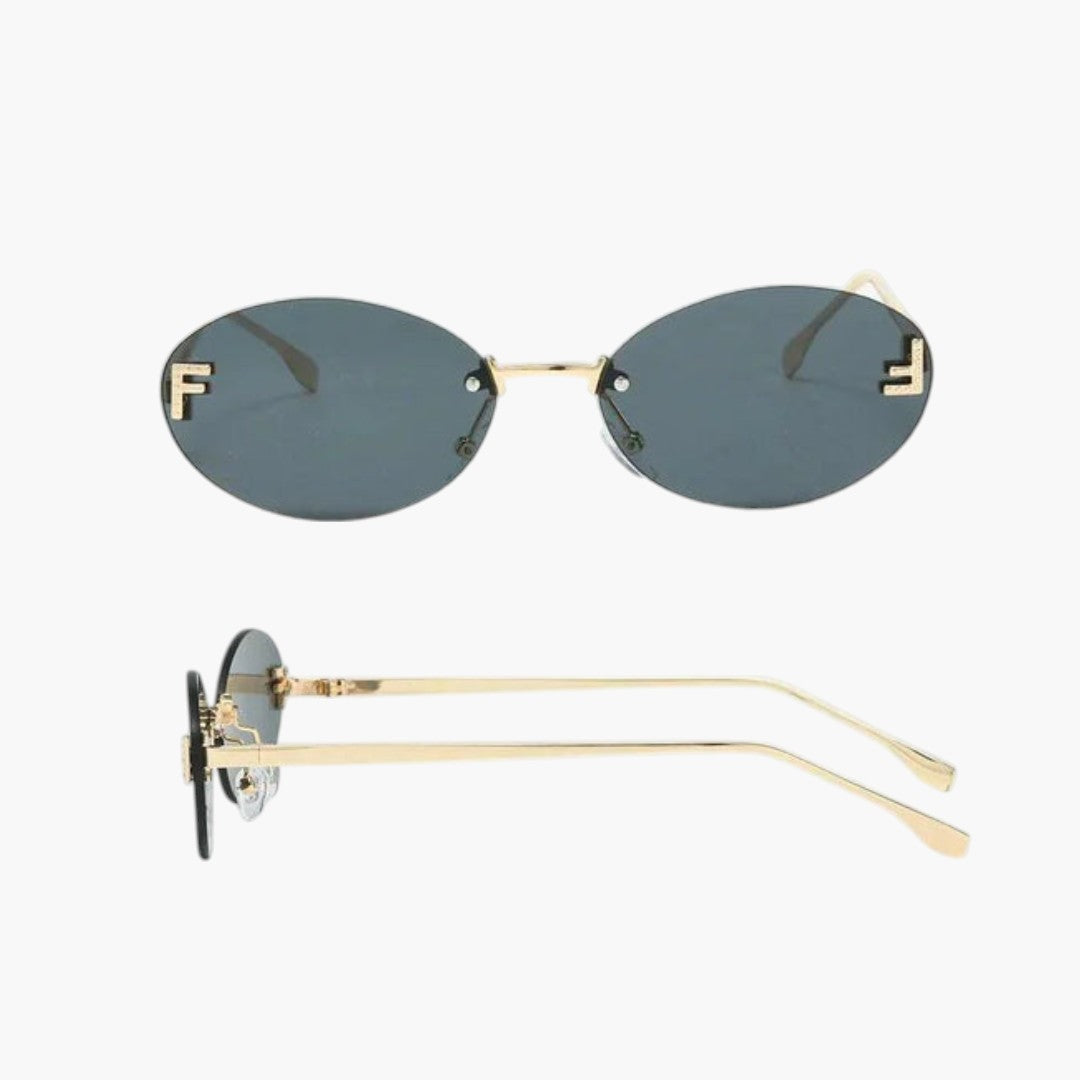 Women's Sunglasses with Oval Lenses and Rimless Frame