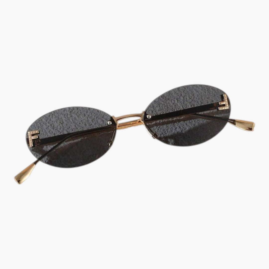 Women's Sunglasses with Oval Lenses and Rimless Frame