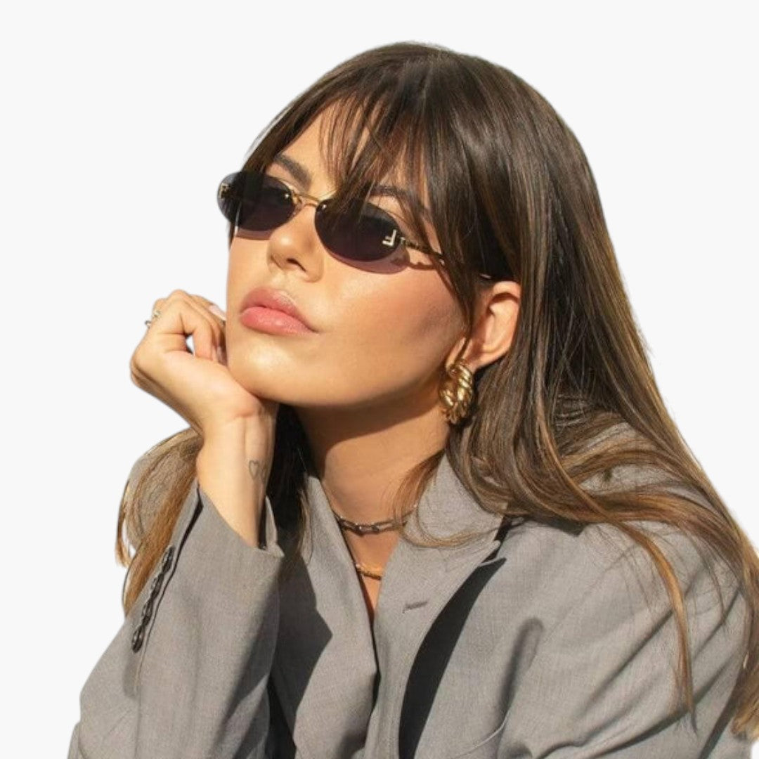 Women's Sunglasses with Oval Lenses and Rimless Frame