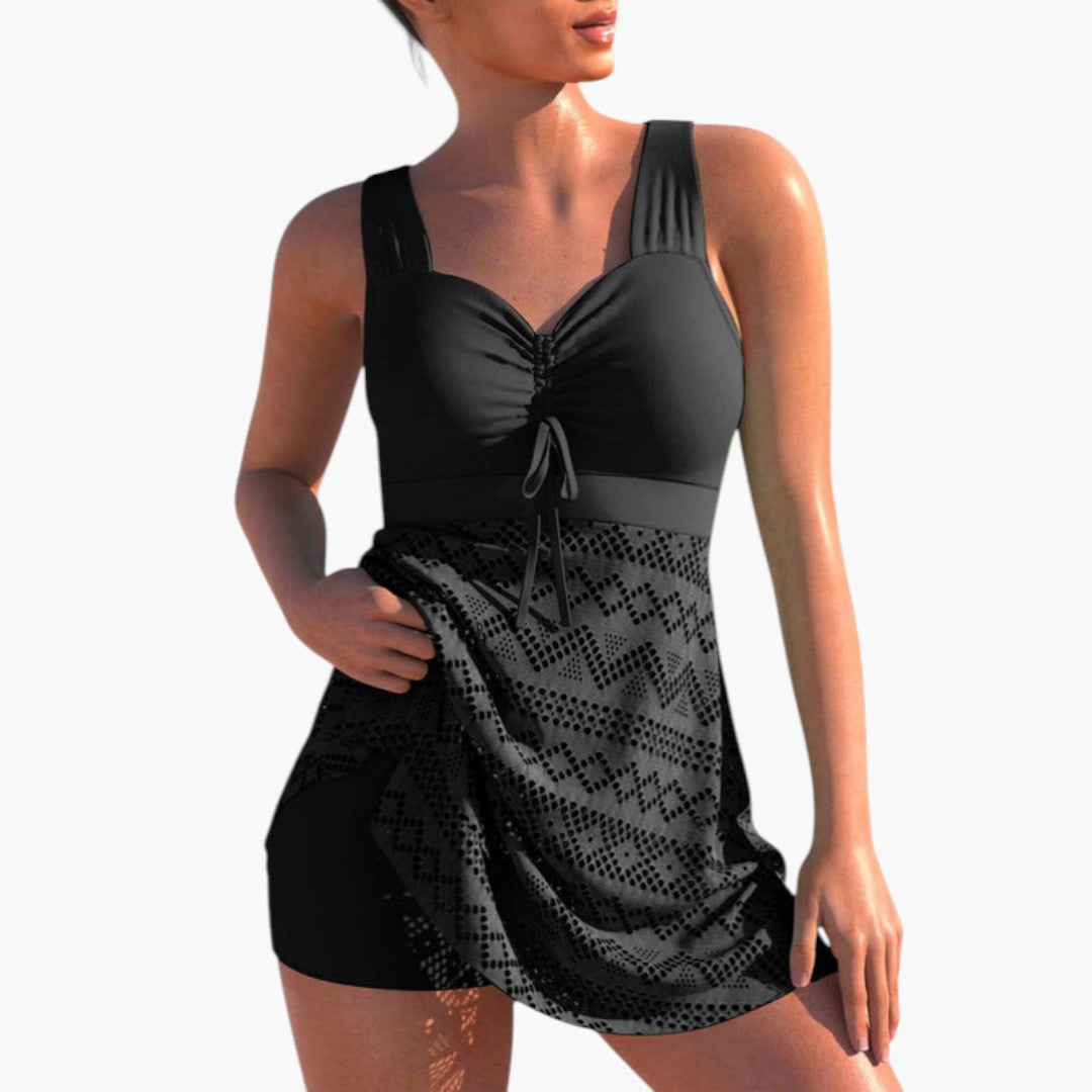 Costume da bagno in pizzo donna con corpetto a balze