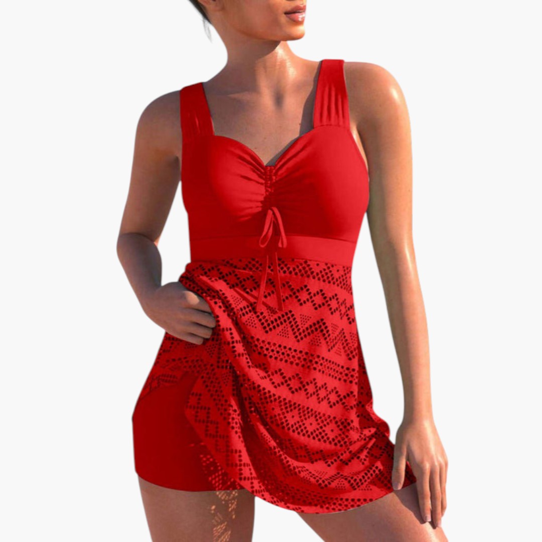 Costume da bagno in pizzo donna con corpetto a balze
