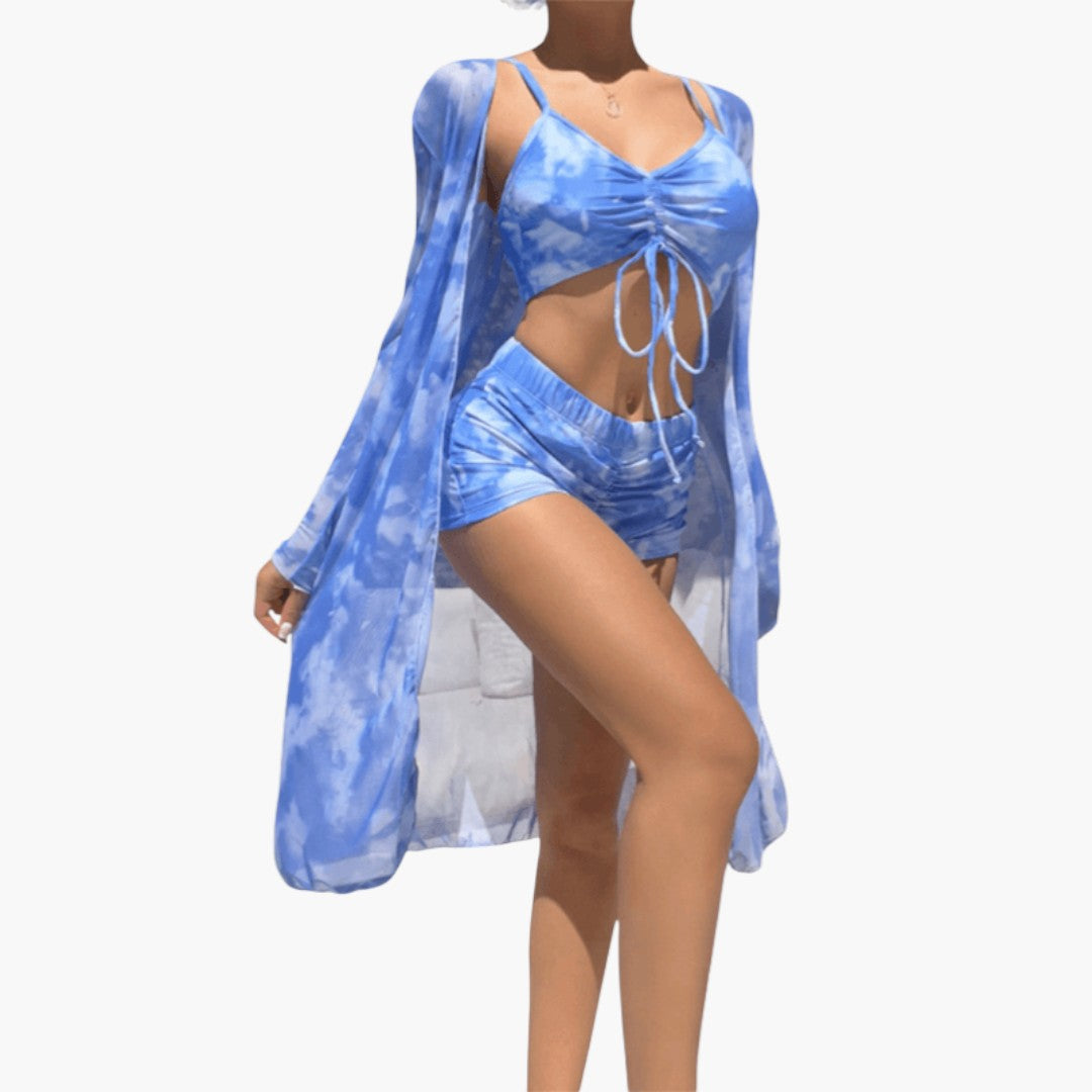 Conjunto de biquíni para mulheres com parte superior de decote em V
