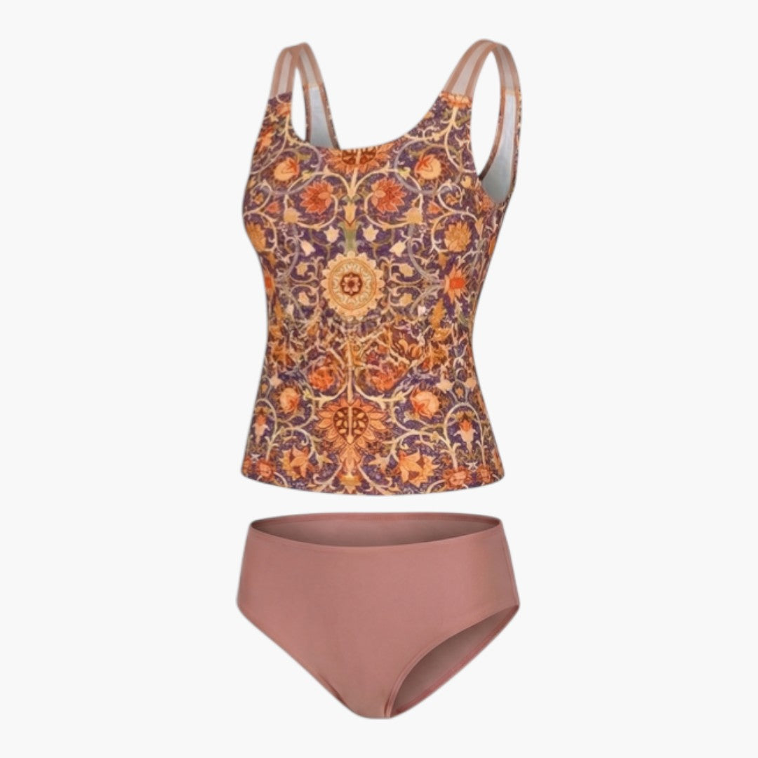 Costume tankini stampato da donna con top senza maniche