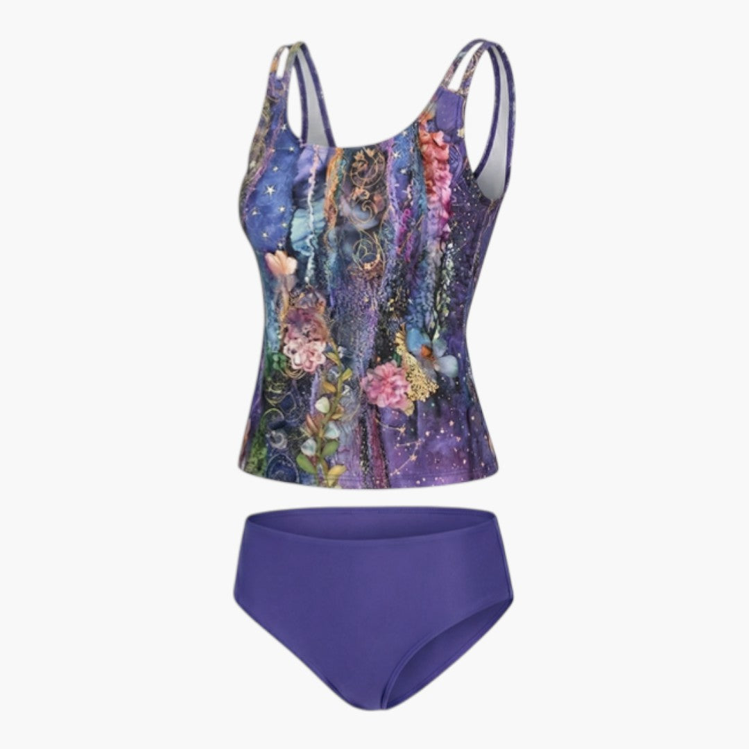 Costume tankini stampato da donna con top senza maniche