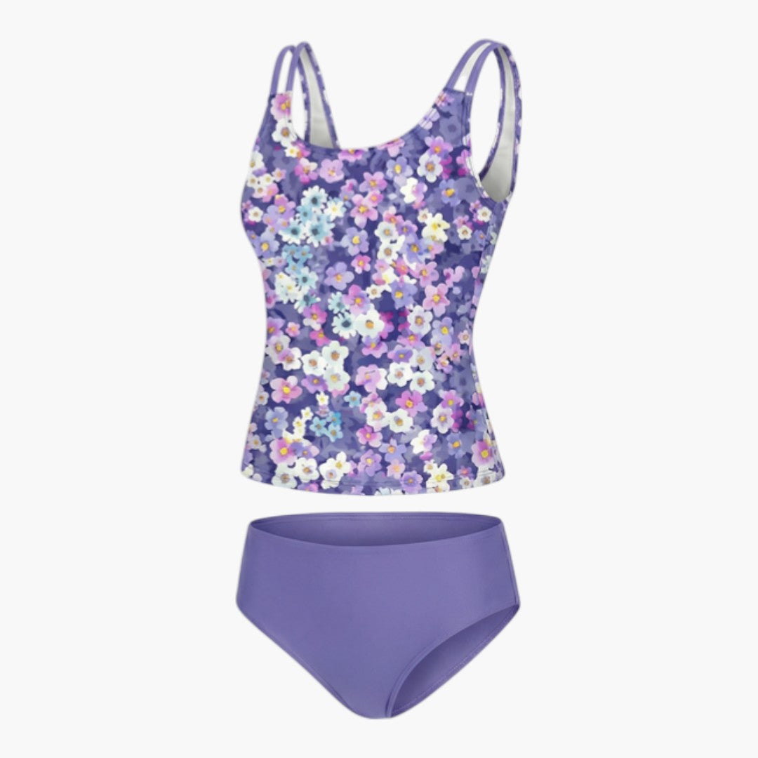 Costume tankini stampato da donna con top senza maniche