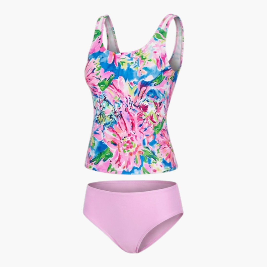 Costume tankini stampato da donna con top senza maniche
