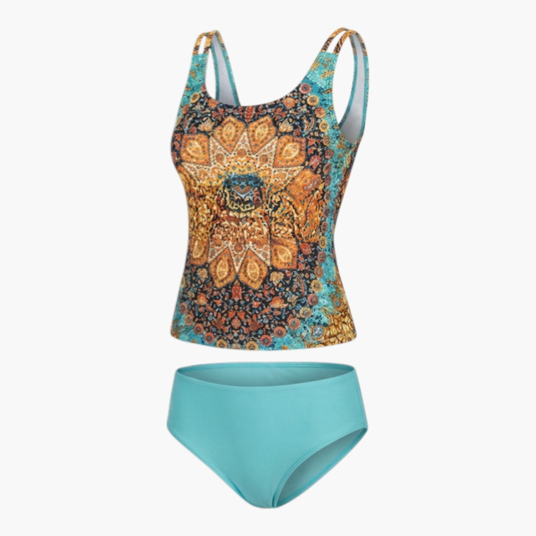 Costume tankini stampato da donna con top senza maniche
