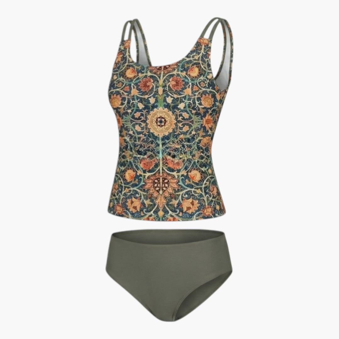 Costume tankini stampato da donna con top senza maniche