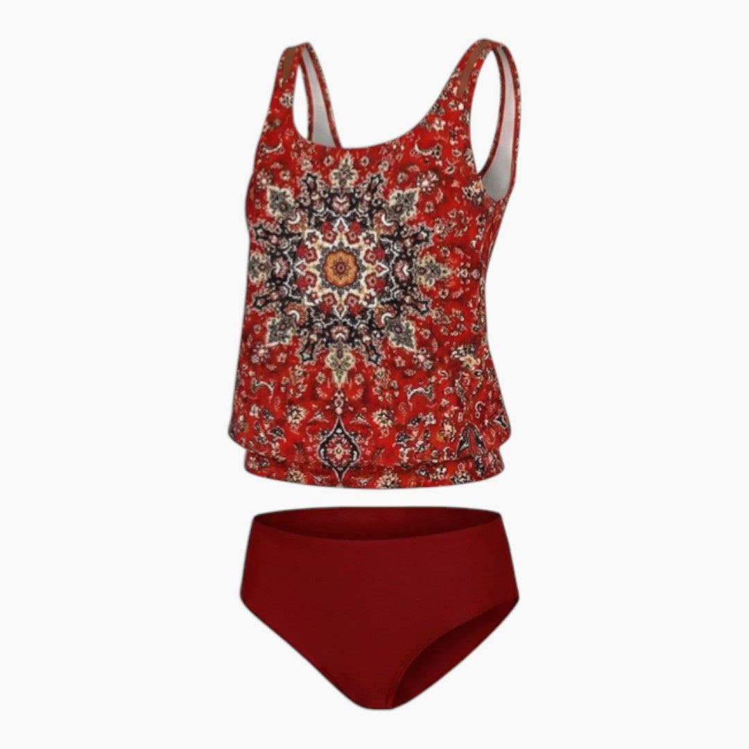 Costume tankini stampato da donna con top senza maniche