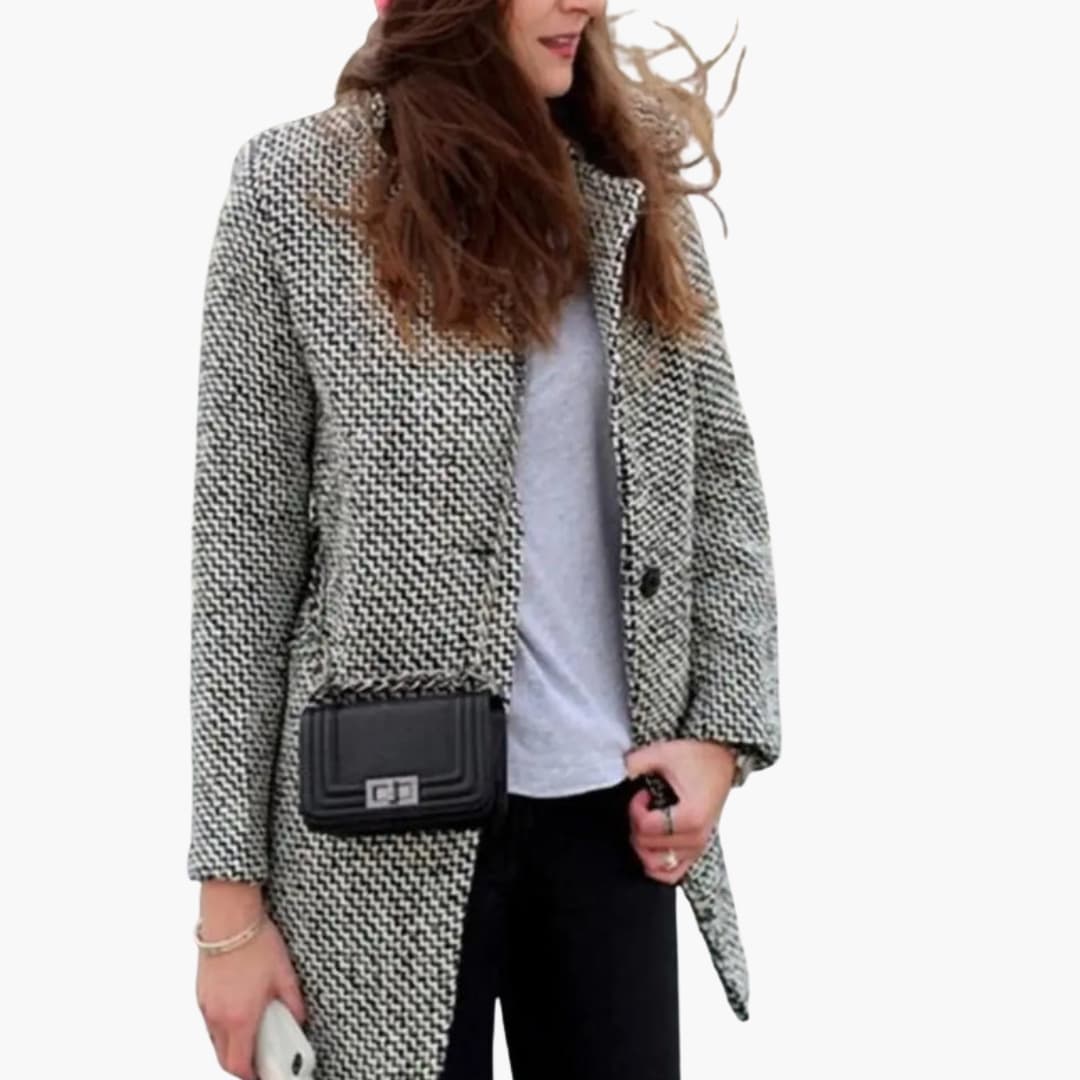 Manteau Blazer Femme avec Bouton Unique et Poches Latérales