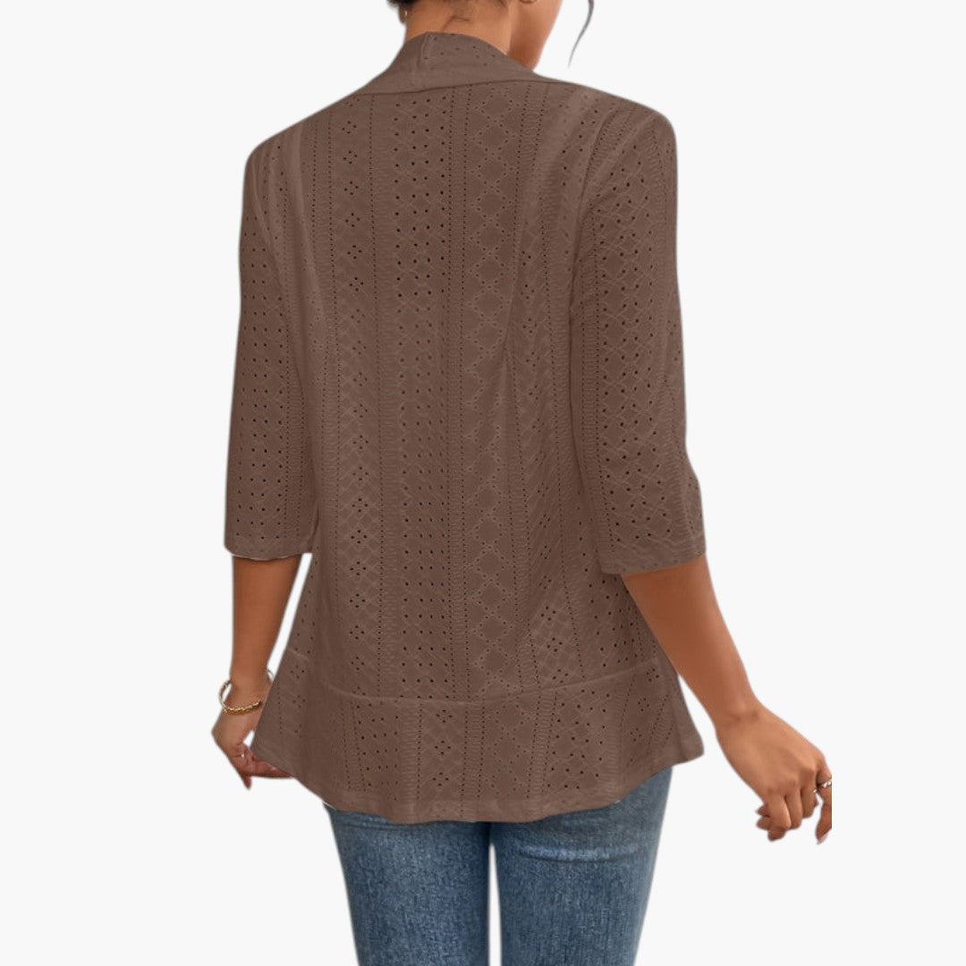 Manteau Femme Style Kimono avec Col Châle et Détails Brodés