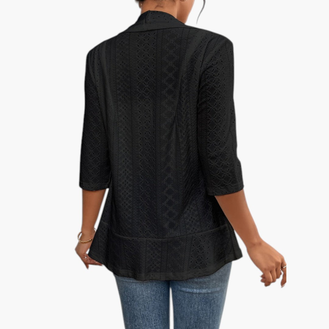 Manteau Femme Style Kimono avec Col Châle et Détails Brodés