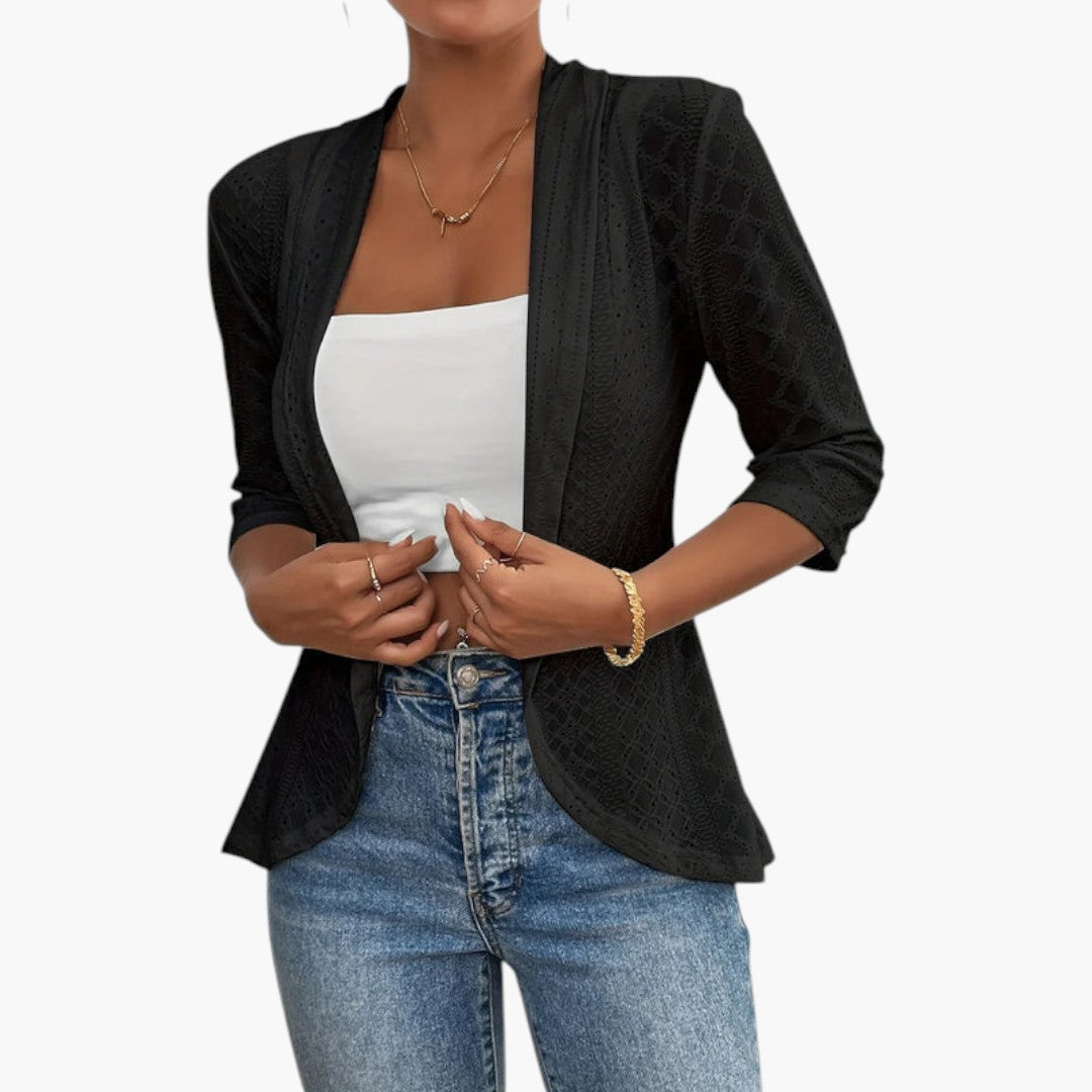 Manteau Femme Style Kimono avec Col Châle et Détails Brodés