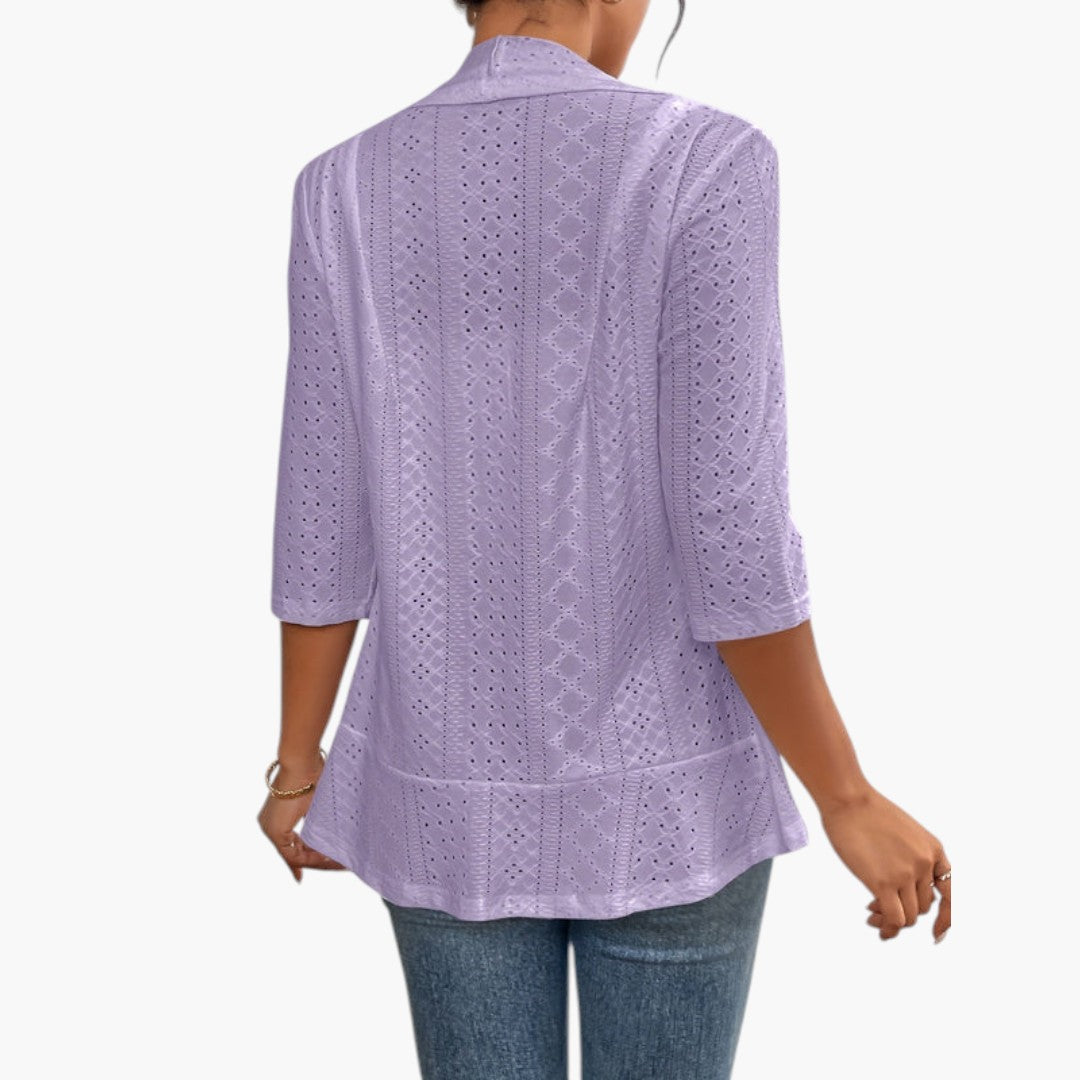Manteau Femme Style Kimono avec Col Châle et Détails Brodés