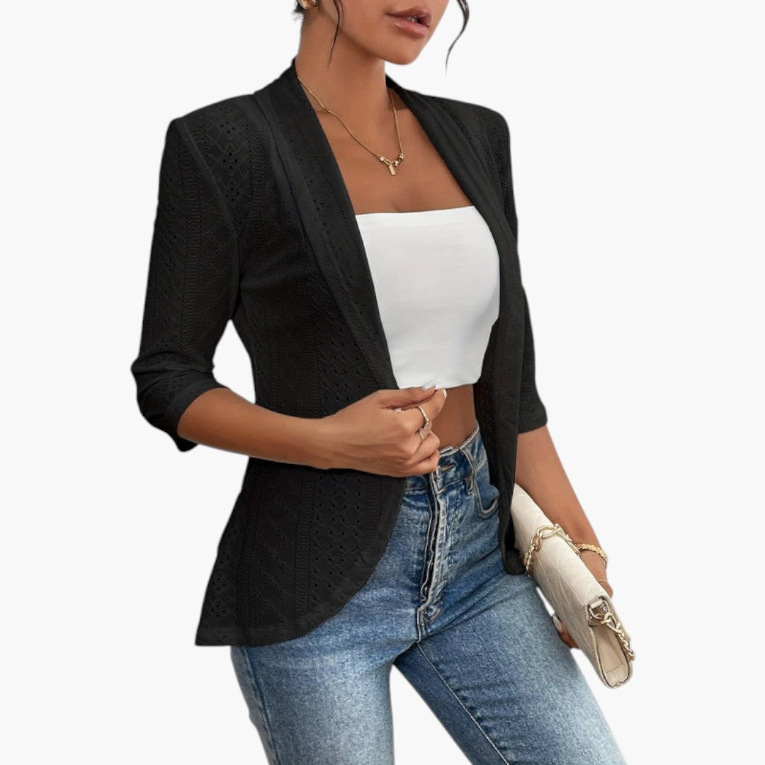 Manteau Femme Style Kimono avec Col Châle et Détails Brodés