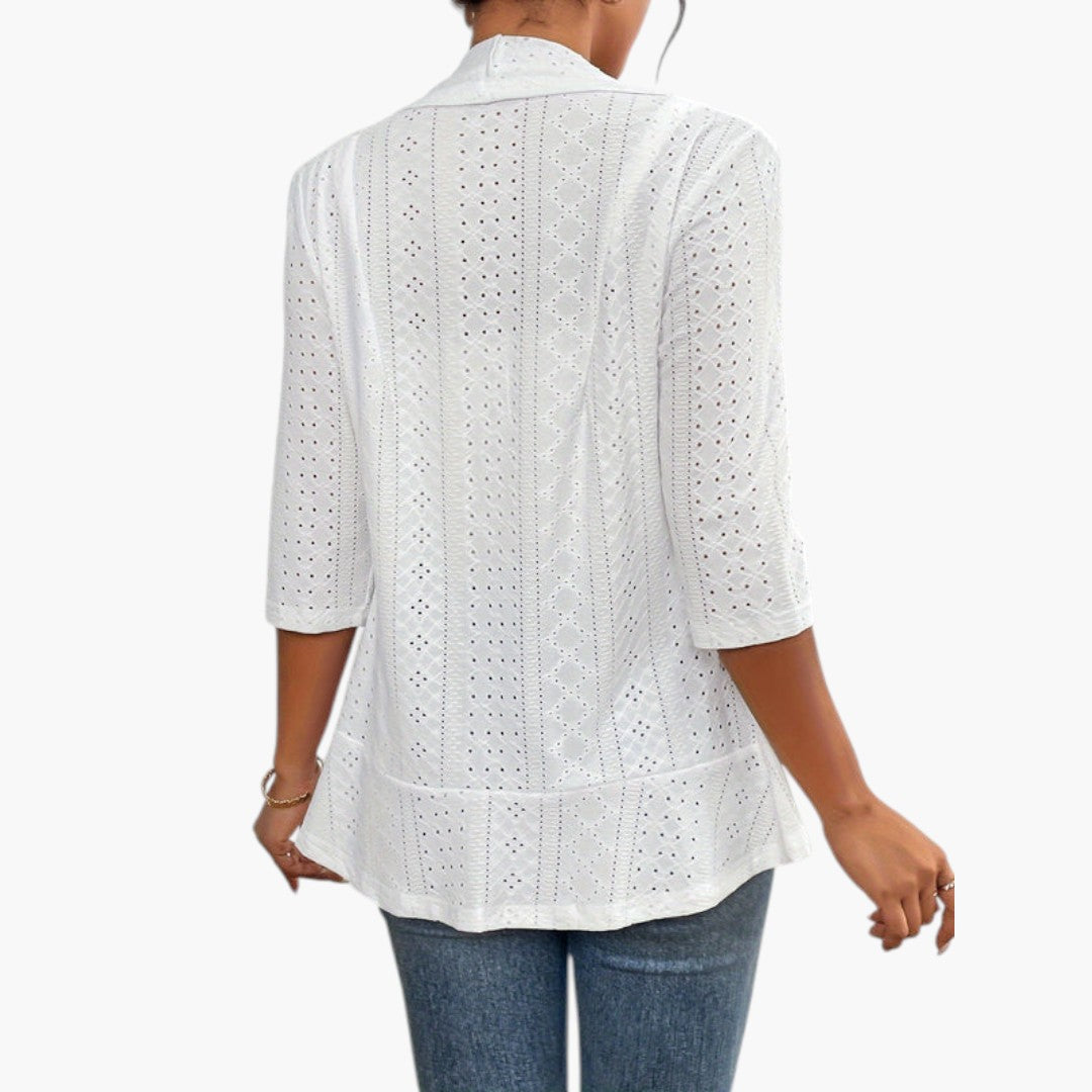 Manteau Femme Style Kimono avec Col Châle et Détails Brodés
