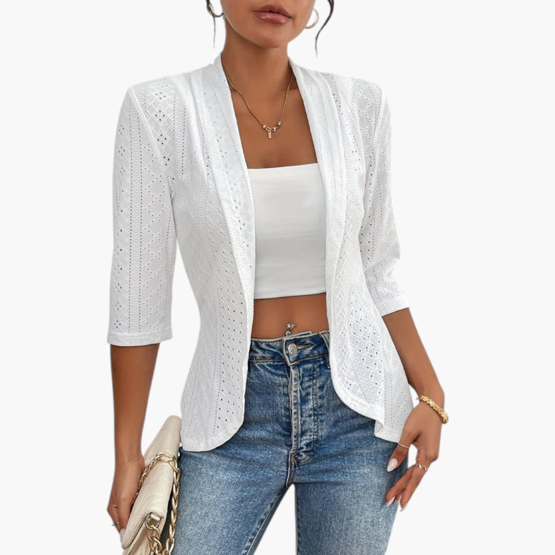 Manteau Femme Style Kimono avec Col Châle et Détails Brodés