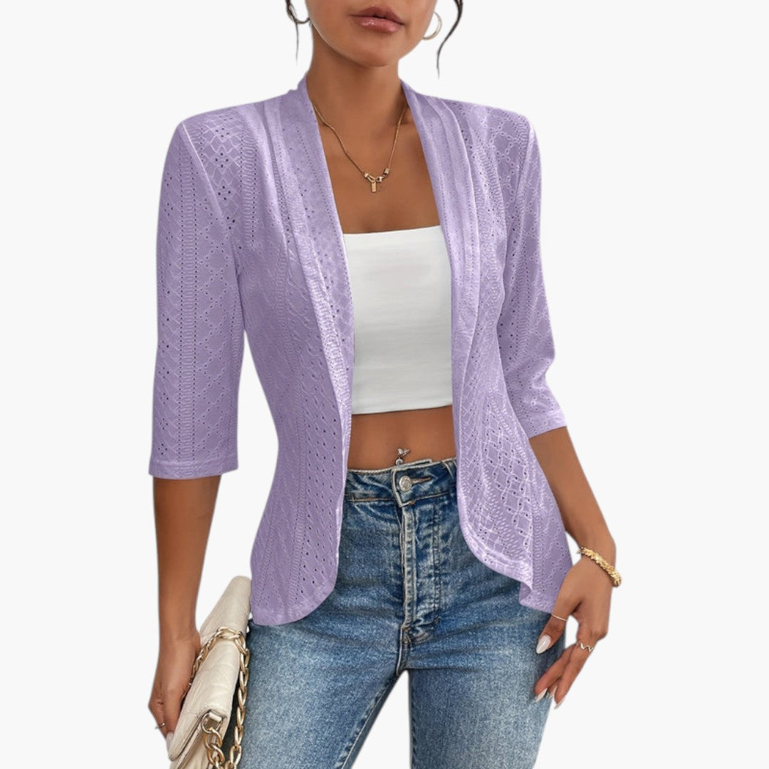 Manteau Femme Style Kimono avec Col Châle et Détails Brodés