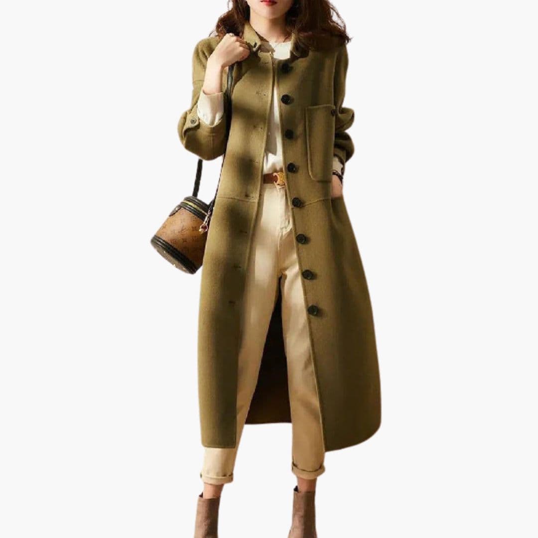 Cappotto lungo donna con chiusura a bottoni