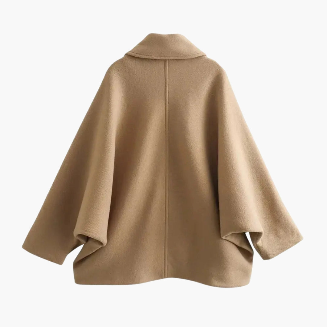 Cappotto corto donna con collo a risvolto e maniche larghe
