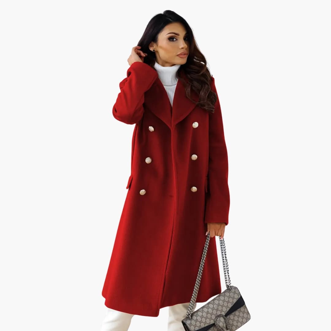 Manteau en laine pour femme à double boutonnage avec coupe élégante