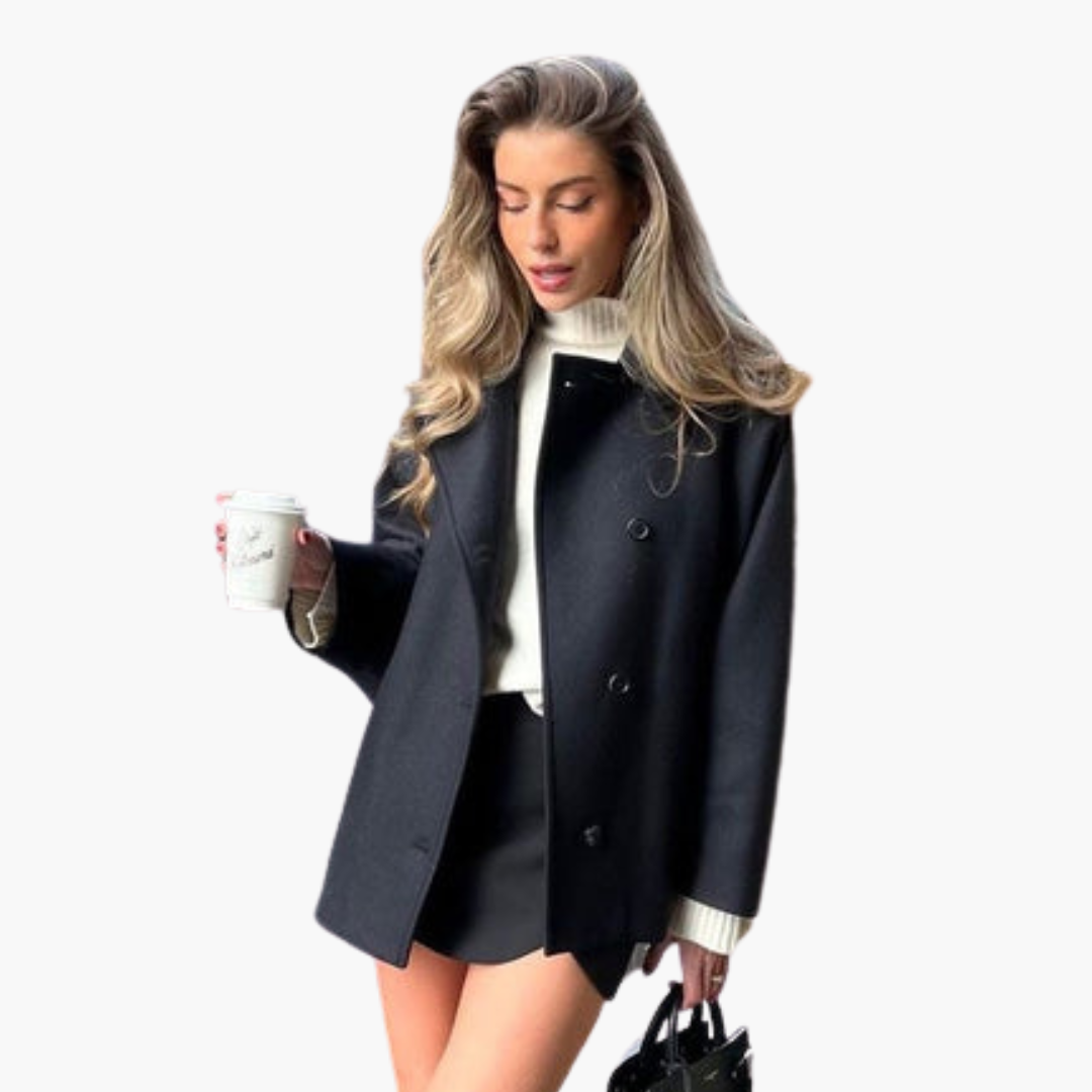 Manteau femme à boutons avec col large