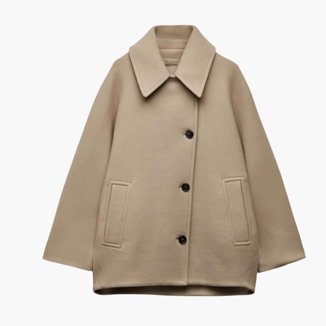 Manteau femme à boutons avec col large