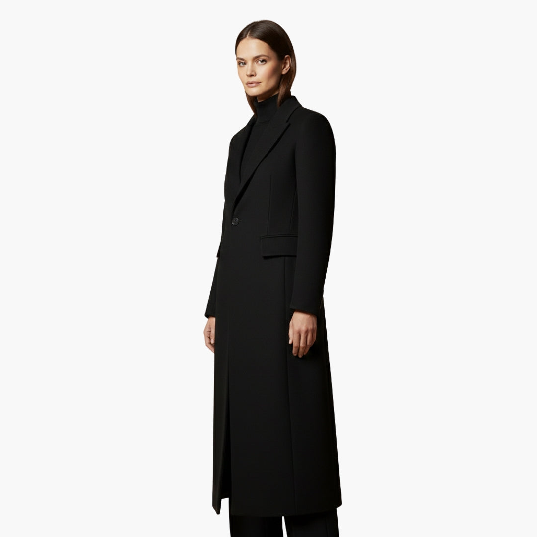 Manteau femme long avec col à revers et poches