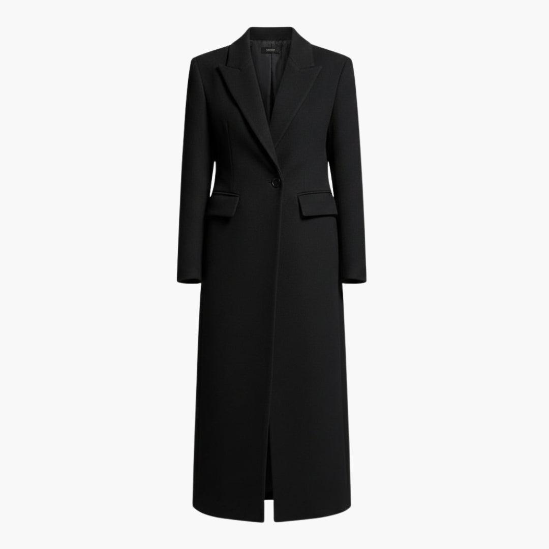 Manteau femme long avec col à revers et poches