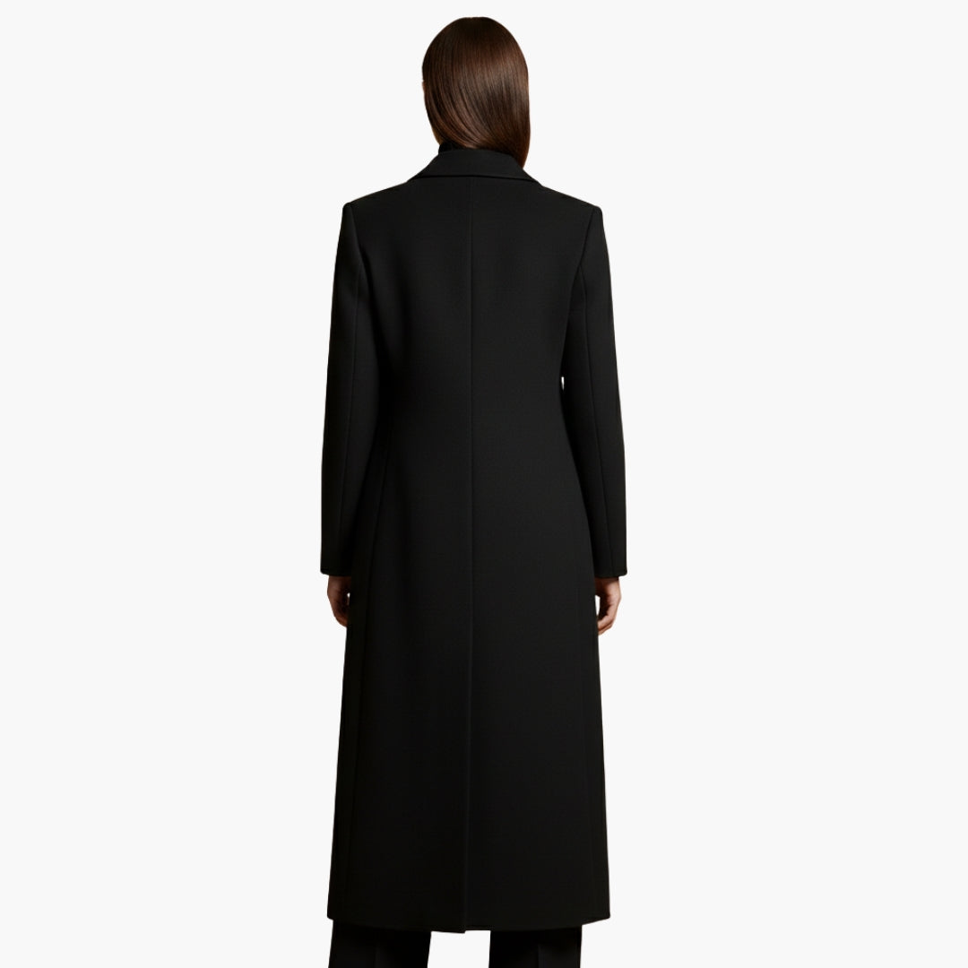 Manteau femme long avec col à revers et poches