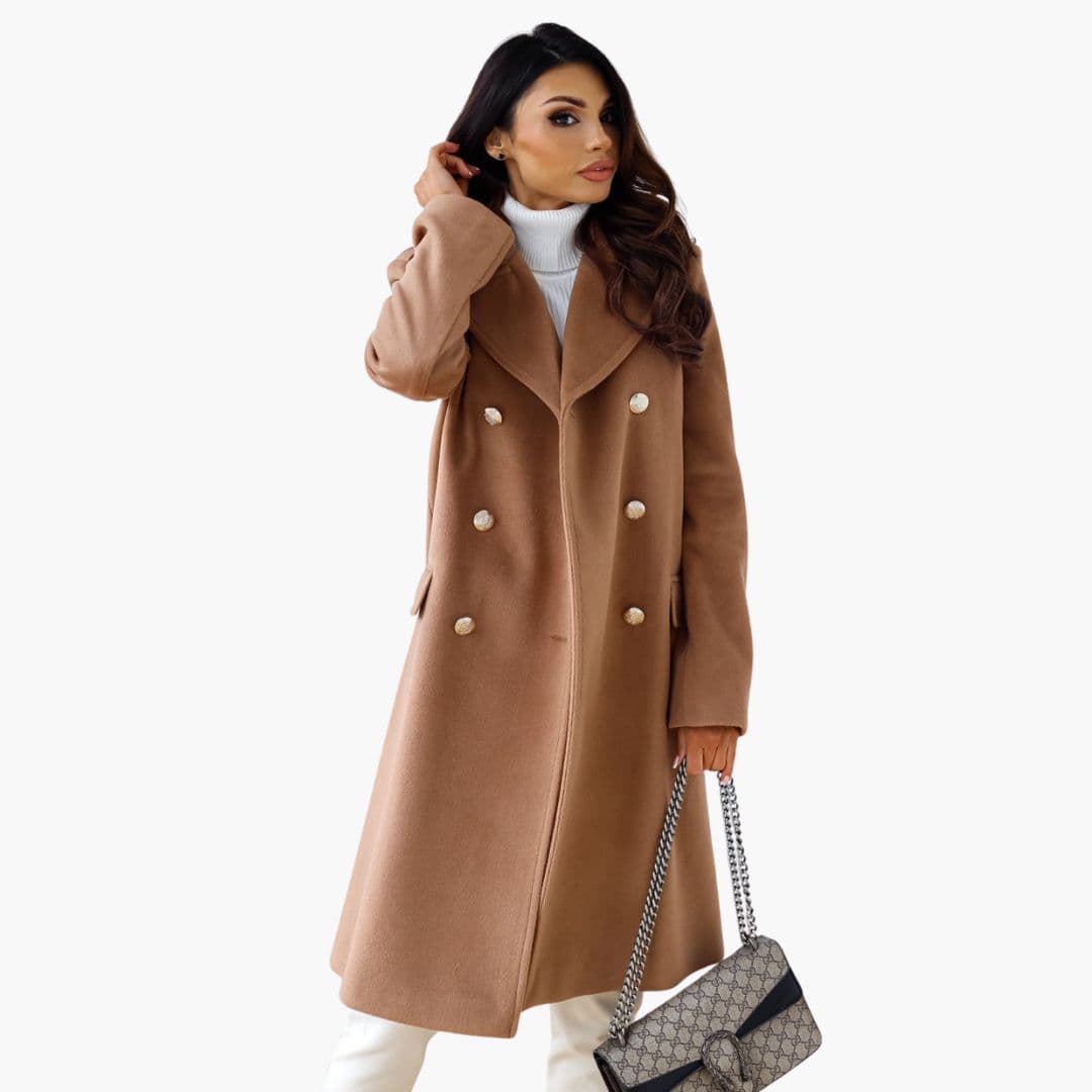 Manteau long pour femme avec col à revers